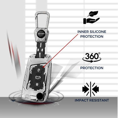 Skoda /Volkswagen Metal Armor Car Key Cover with Keychain (Type M4)