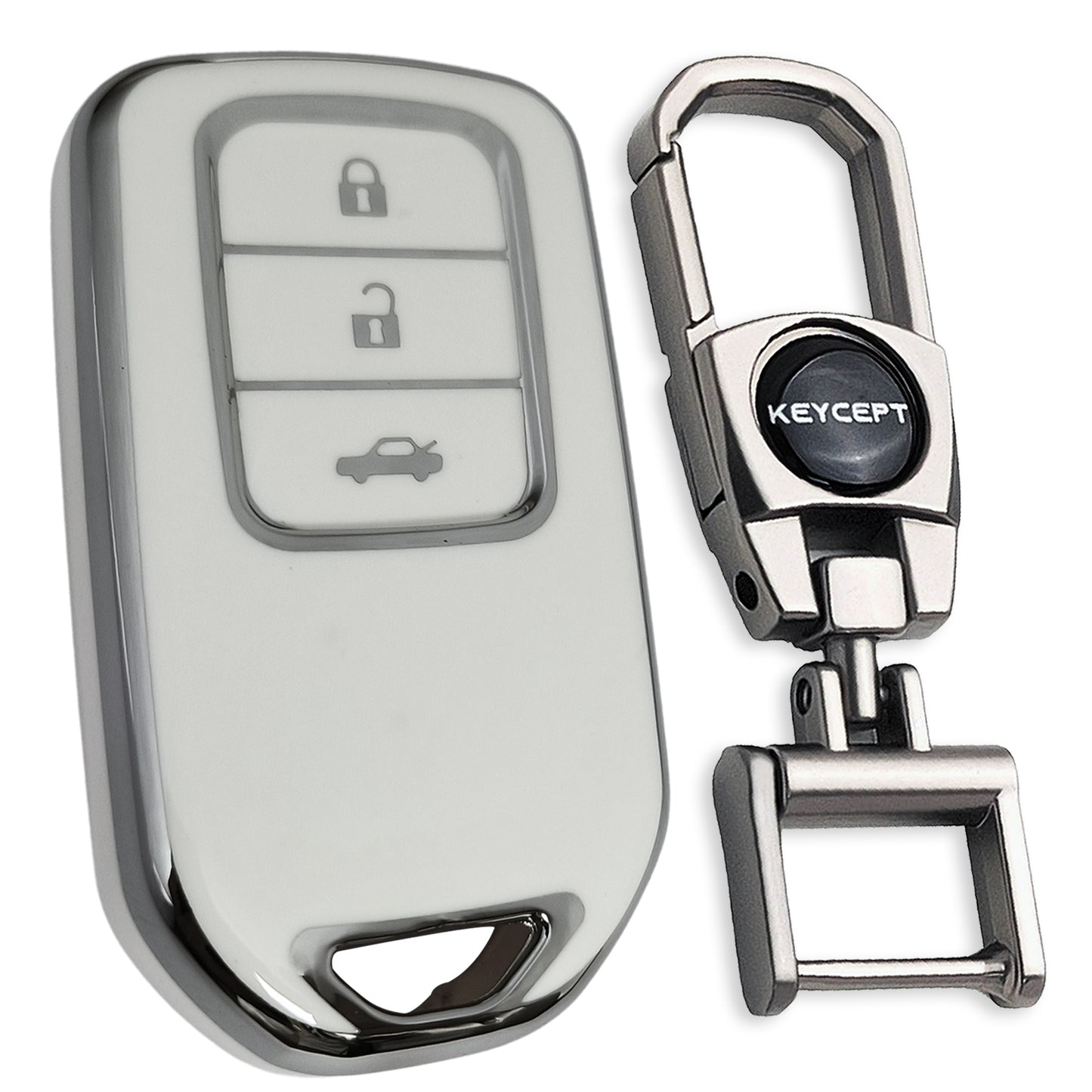 Honda Silver Line TPU Key Cover with Keychain