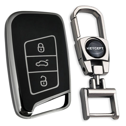 Skoda/Volkswagen Silver Line TPU Keycover with Keychain