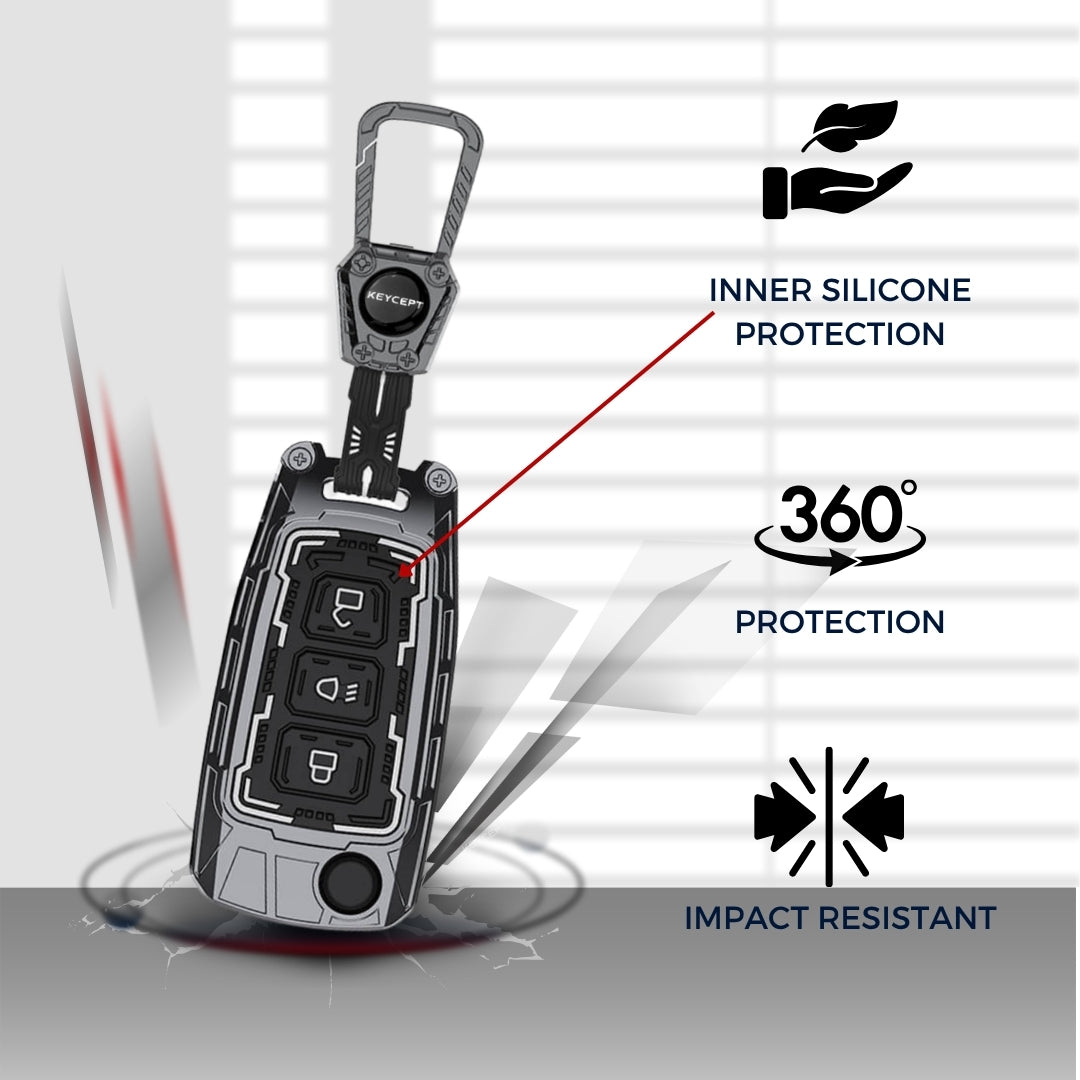 Tata Metal Armor Car Key Cover with Keychain (Type M4)