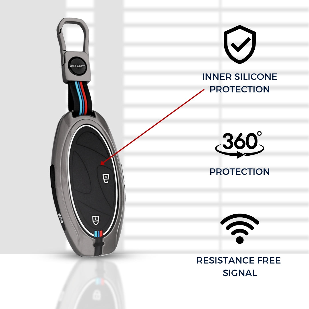 Hyundai Metal Alloy Key Cover with keychain (Type M1)