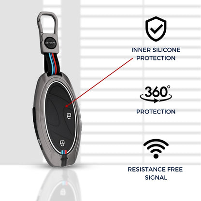 Hyundai Metal Alloy Key Cover with keychain (Type M1)