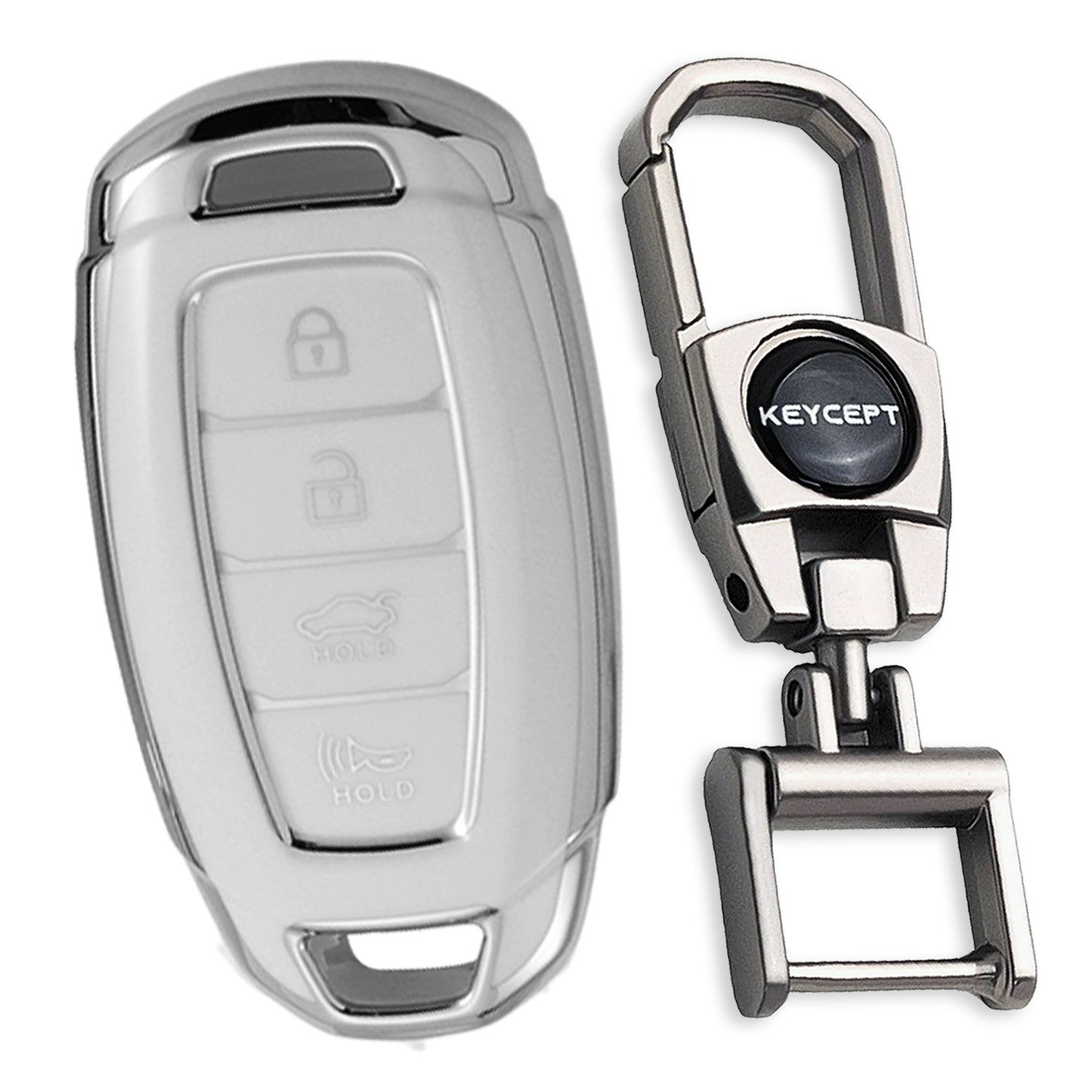 Hyundai Silver Line TPU Key Cover with Keychain