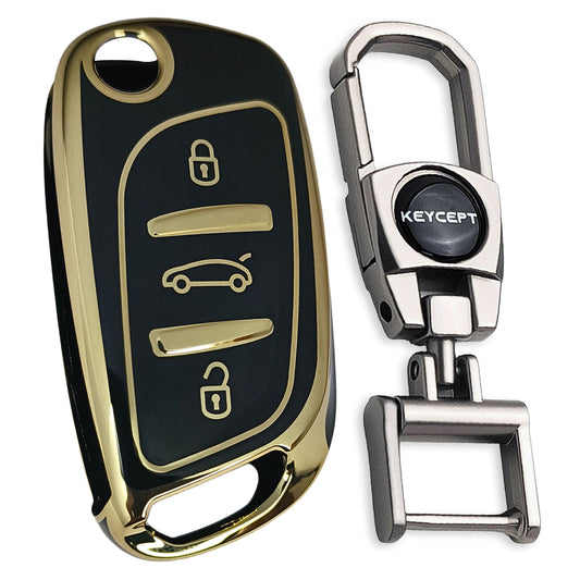 Universal Gold Line TPU Key Cover with Keychain (Type 2)