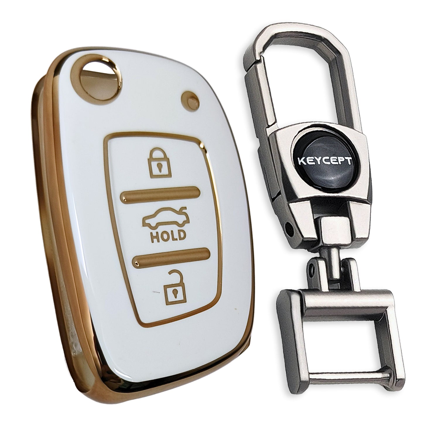 Gold Line TPU Key Cover with Keychain (Type 2)