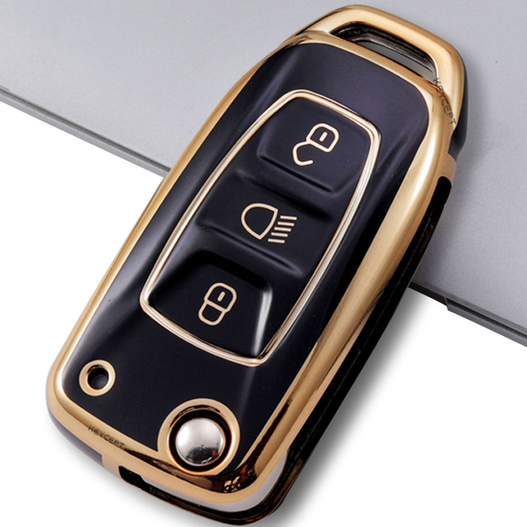 tata zest nexon hexa tiago 3b flip tpu black gold with car key cover case accessories keychain