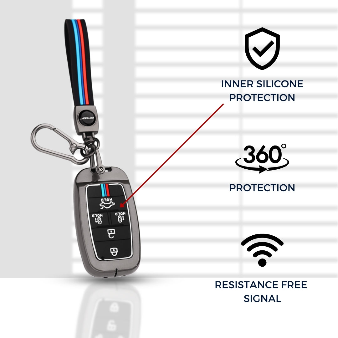 Keycept  Kia Metal Silicone Key Cover with Keychain(Type M2)