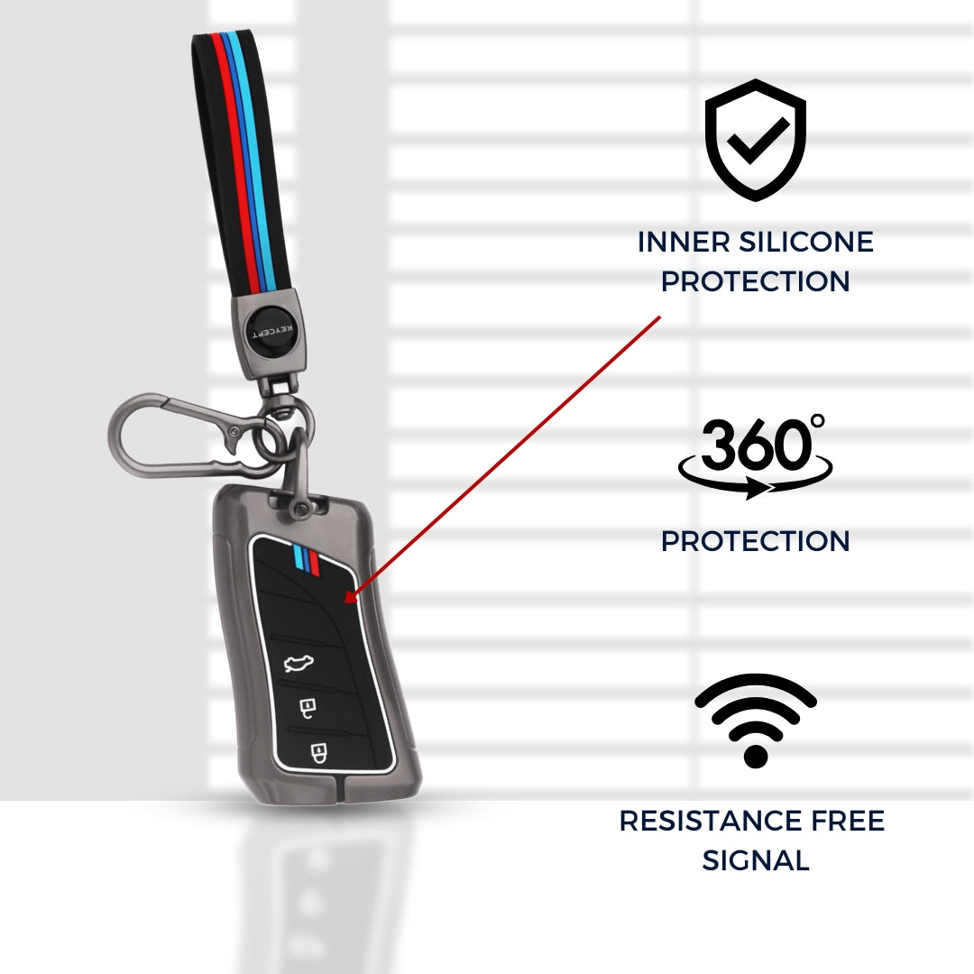 Metal Alloy Key Cover Compatible for Lexus 3 Button Smart Key with Keychain (Type M2)