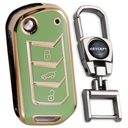 TPU Key Cover for Mahindra Scorpio | XUV 300 | Marazzo | XUV 700 | XUV 400 EV | Bolero | Thar | TUV  3 Button Flip Key Cover with Keychain 2