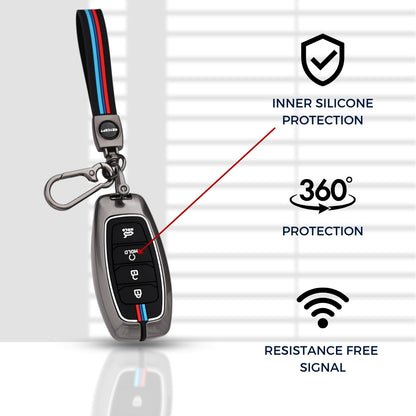 Hyundai Metal Car Key Cover with Keychain (Type M2).