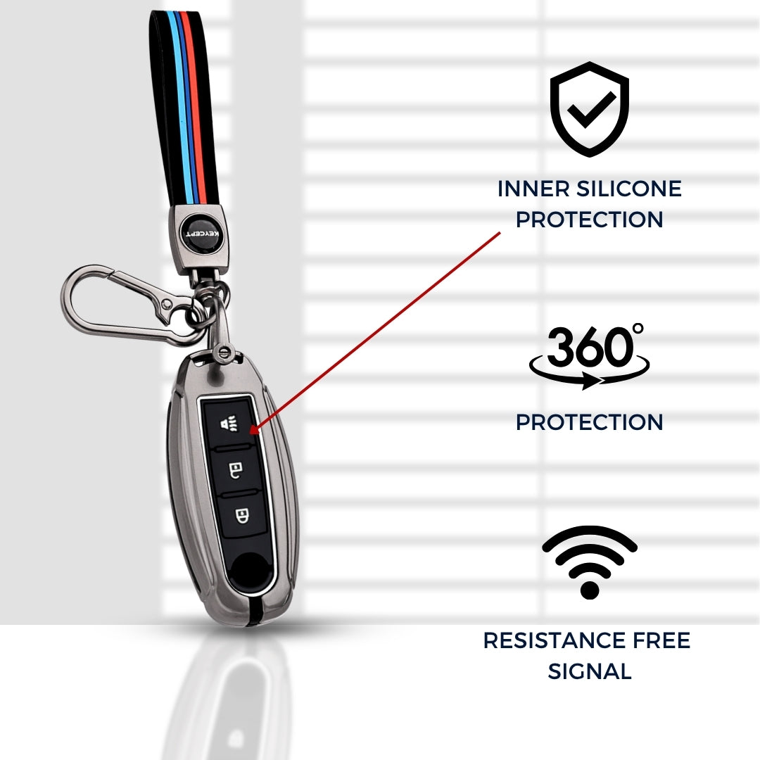 Nissan Metal Alloy Key Cover with Keychain (Type M2)