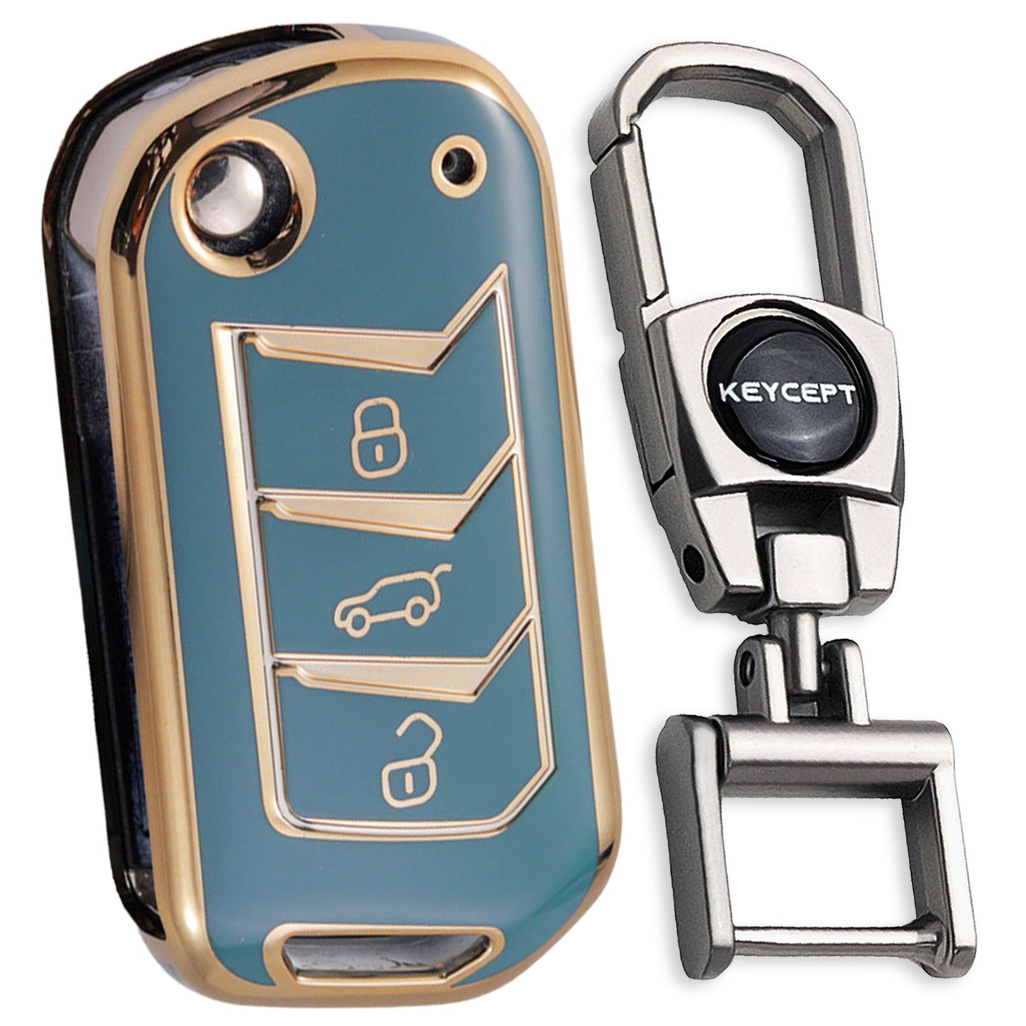 TPU Key Cover for Mahindra 3XO | Scorpio | XUV 300 | Marazzo | XUV 700 | XUV 400 EV | Bolero | Thar | TUV  3 Button Flip Key Cover with Keychain 2