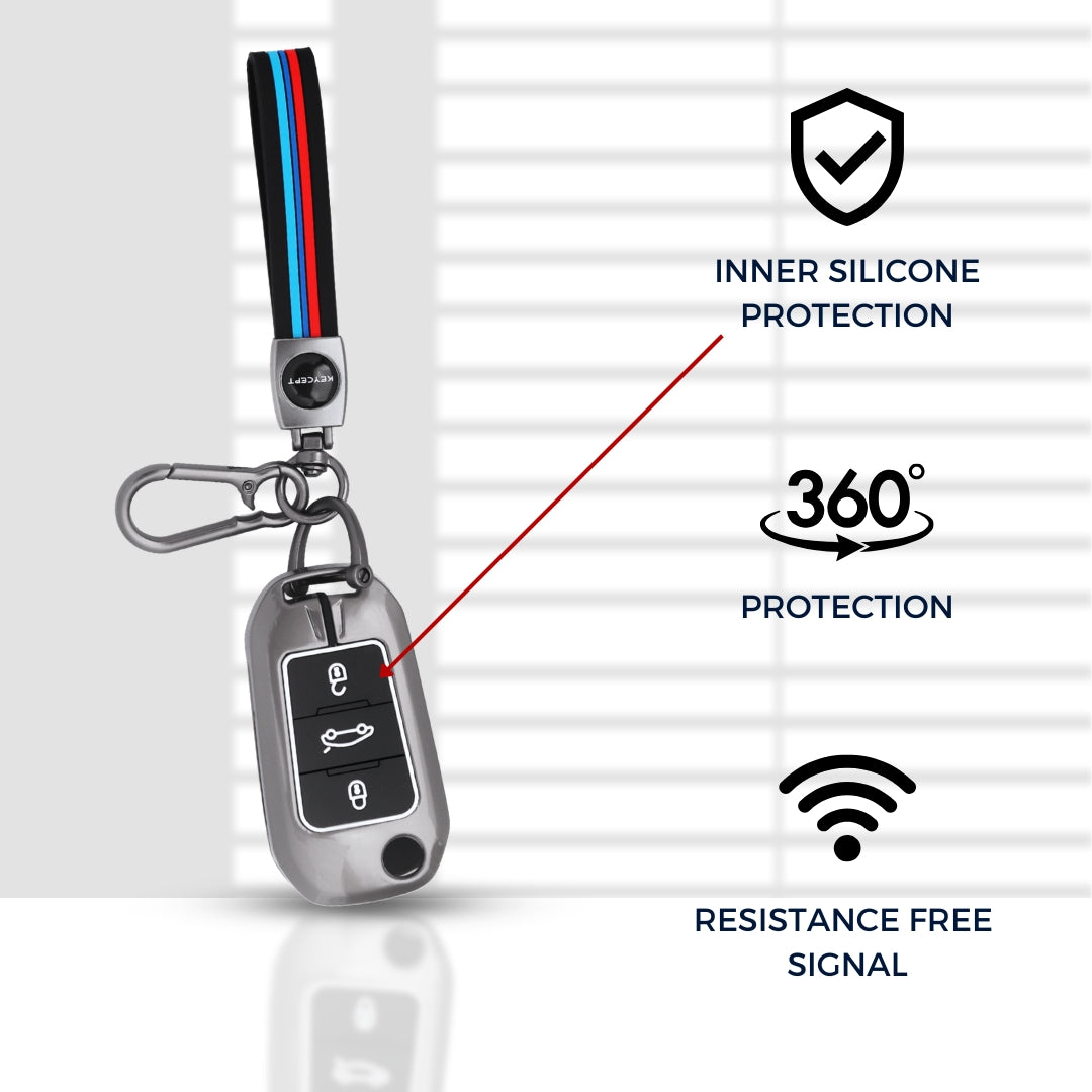 Keycept Metal Silicone car key cover  With Keychain.(Type M2)