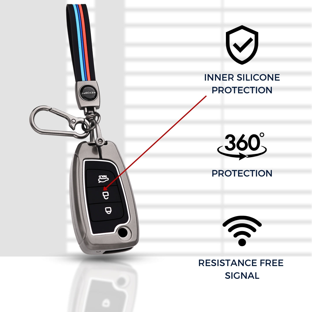 Hyundai Metal Key Cover with Keychain (Type M2).