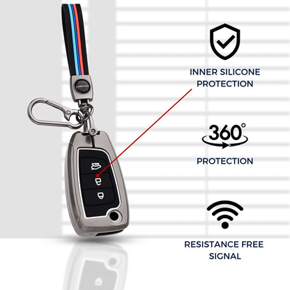 Hyundai Metal Key Cover with Keychain (Type M2).