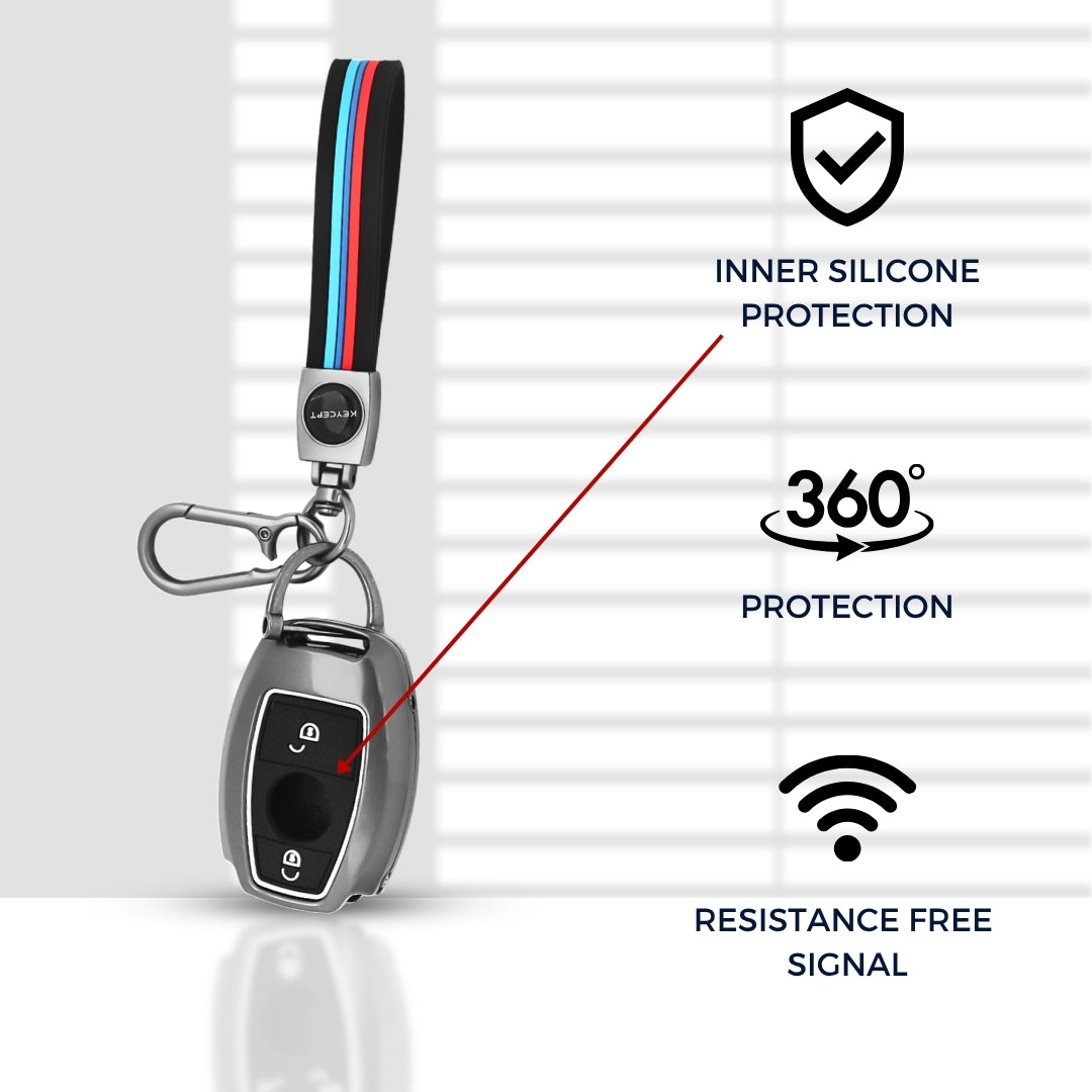 Mercedes-Benz Metal Alloy Key Cover with Keychain (Type M2).