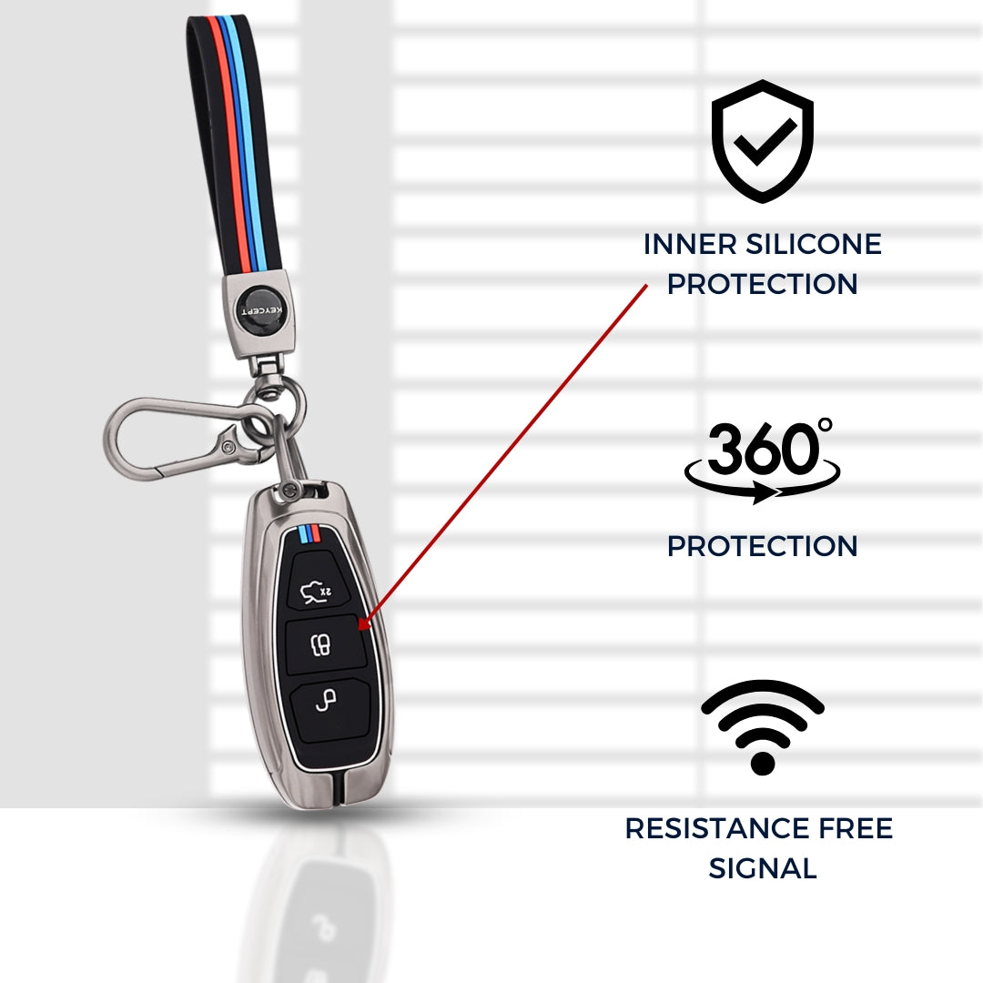 Ford Metal Alloy Key Cover with Keychain (Type M2).