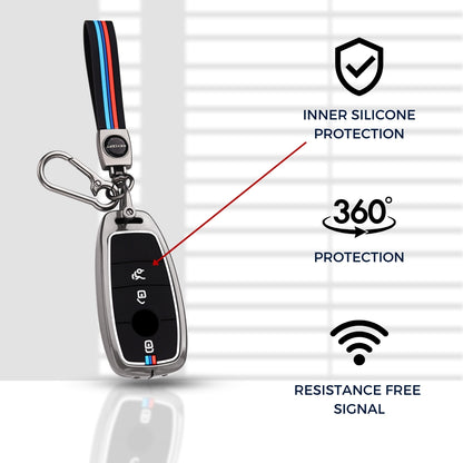 Mercedes Benz Metal Alloy Key Cover with Keychain (Type M2)