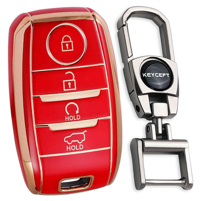 TPU Key Cover Compatible For Kia Seltos | Sonet | Carens 4 Button Smart key with Keychain 2.