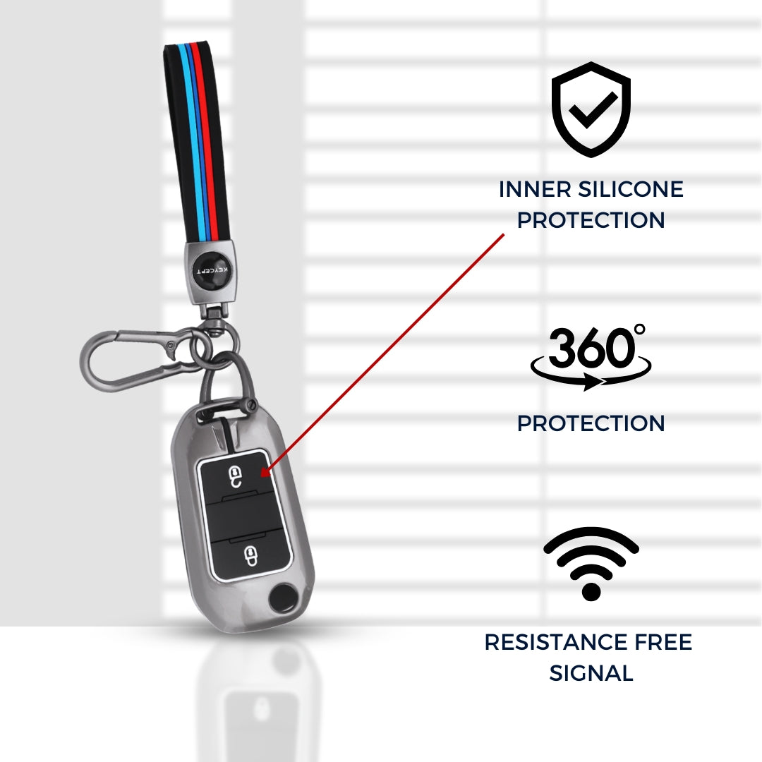 Citroen Metal Silicone Key Cover with Keychain(Type M2)