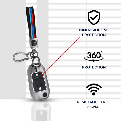 Citroen Metal Silicone Key Cover with Keychain(Type M2)