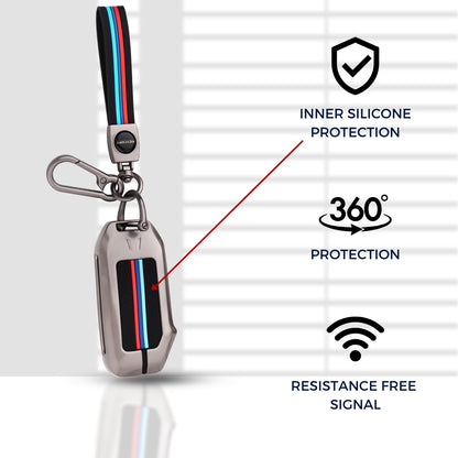 Kia Metal Alloy Key Cover with Keychain (Type  M2)