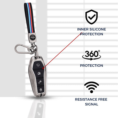 keycept Metal key cover For BYD Atto-3 4 Button Smart Key with Keychain M2.