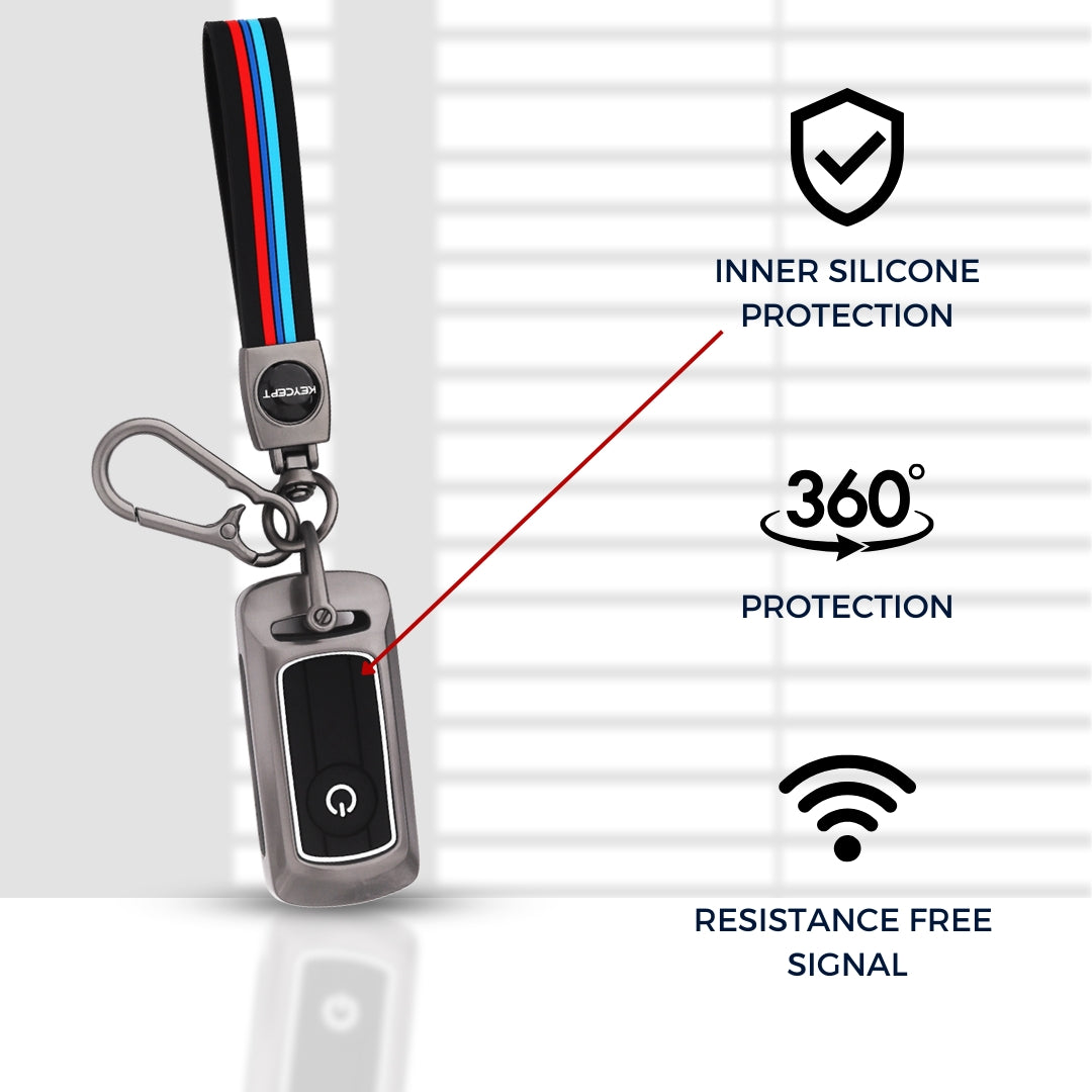 Keycept Metal Alloy Car Key Cover for Yamaha Aerox key with keychain (Type M2)