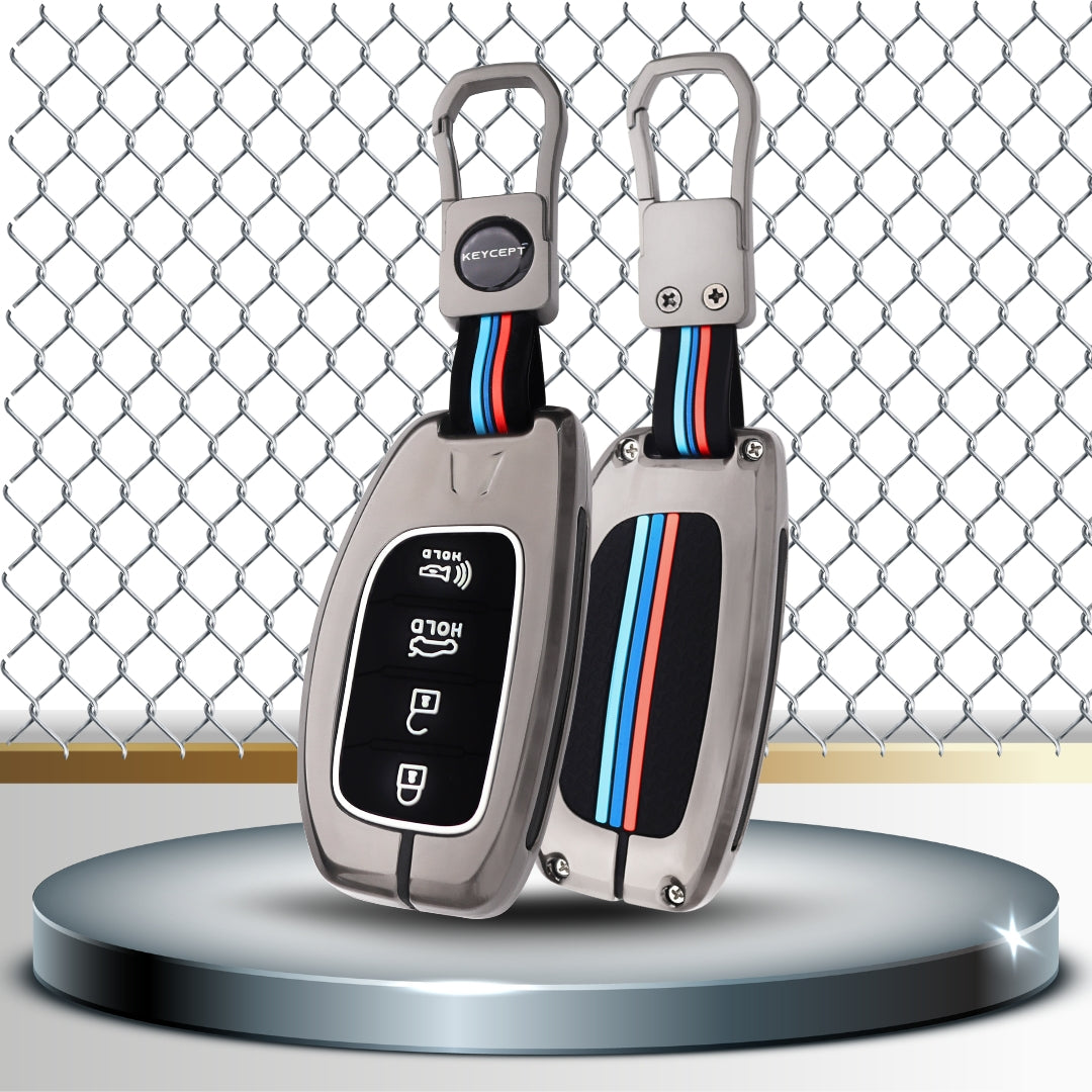 Hyundai Metal Alloy Key Cover with Keychain (Type M1)