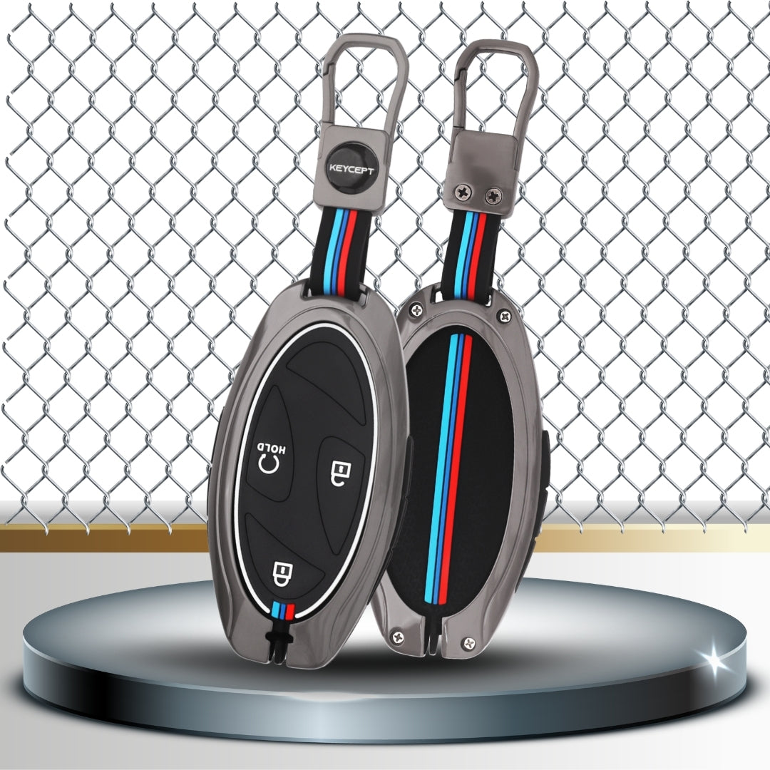 Keycept Metal Alloy Key Cover Compatible with Hyundai Venue - 4 Button Smart Key with Keychain