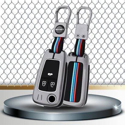 Keycept Metal Alloy Car Key Cover for Chevrolet Cruze | Beat | Avio | Spark 3 Button Flip Key Only with keychain (Type M1)