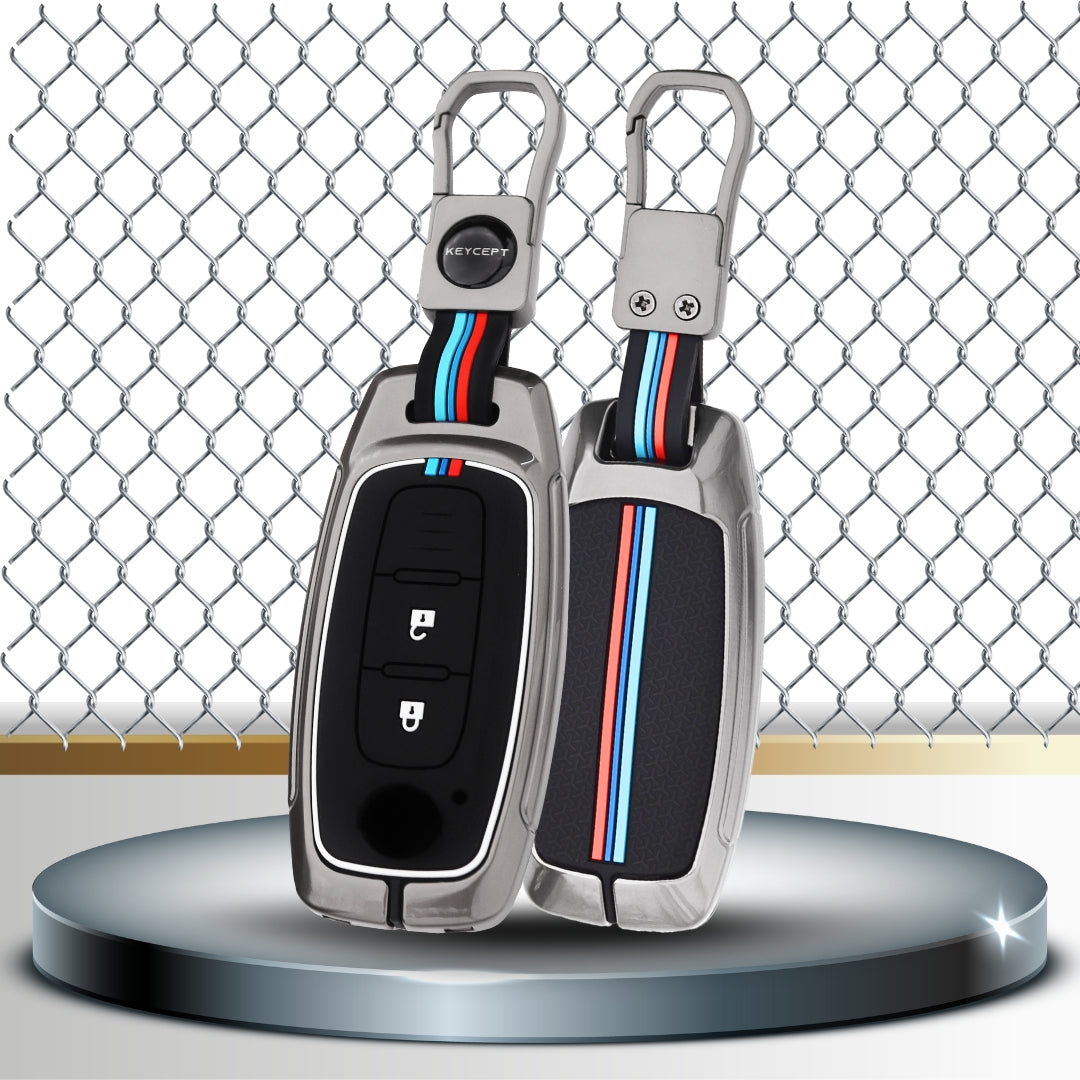 Keycept Metal Alloy Car Key Cover for Nissan Magnite 2 Button Smart key with keychain (Type M1)