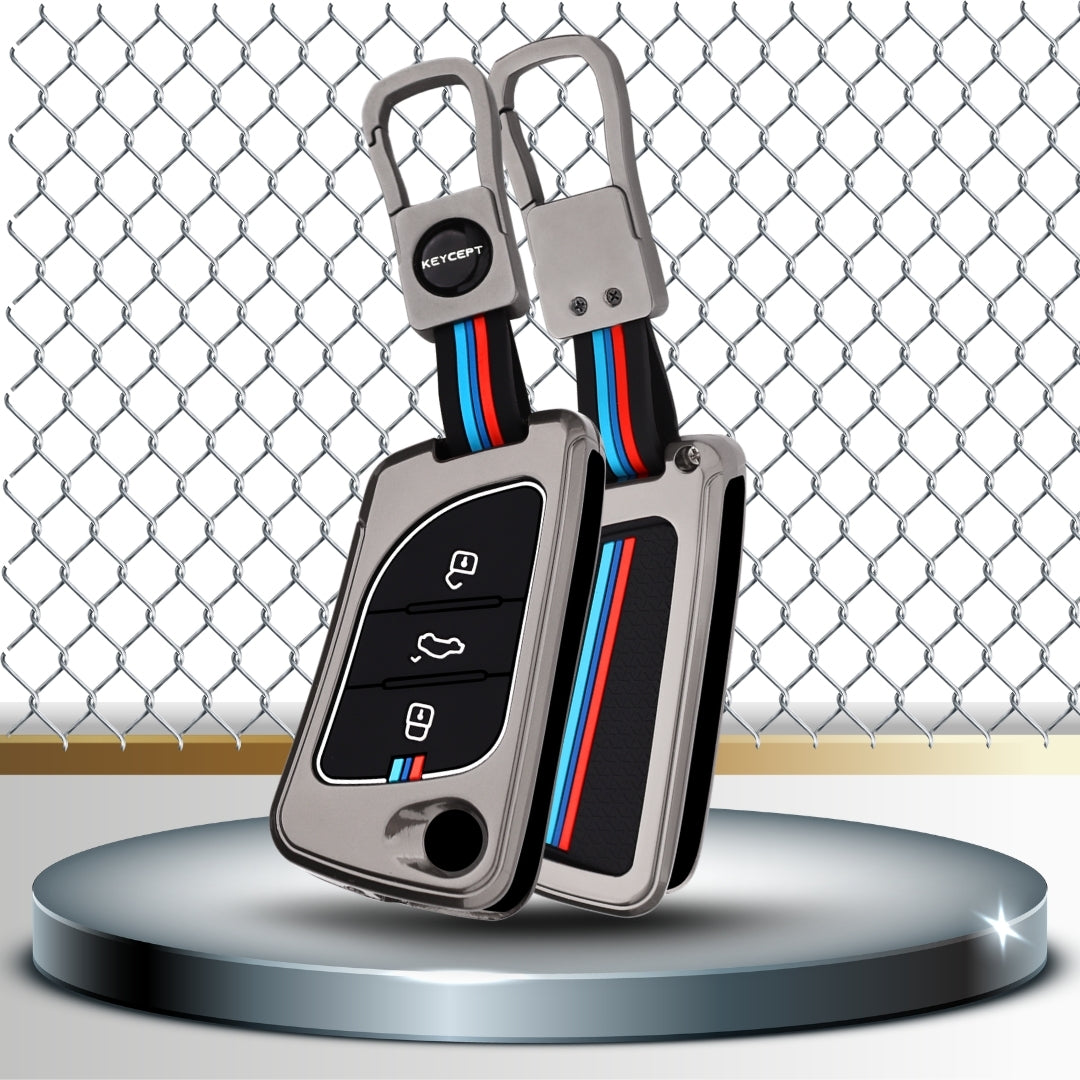 Keycept Metal Alloy Car Key Cover for Universal KD/ Xhorse, LX-B30 universal remote flip Key Cover with Keychain (Type M1)