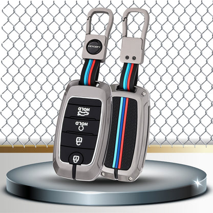 Keycept Metal Alloy Car Key Cover for Kia Seltos, Sonet, Carens Key Cover with Keychain (Type M1)