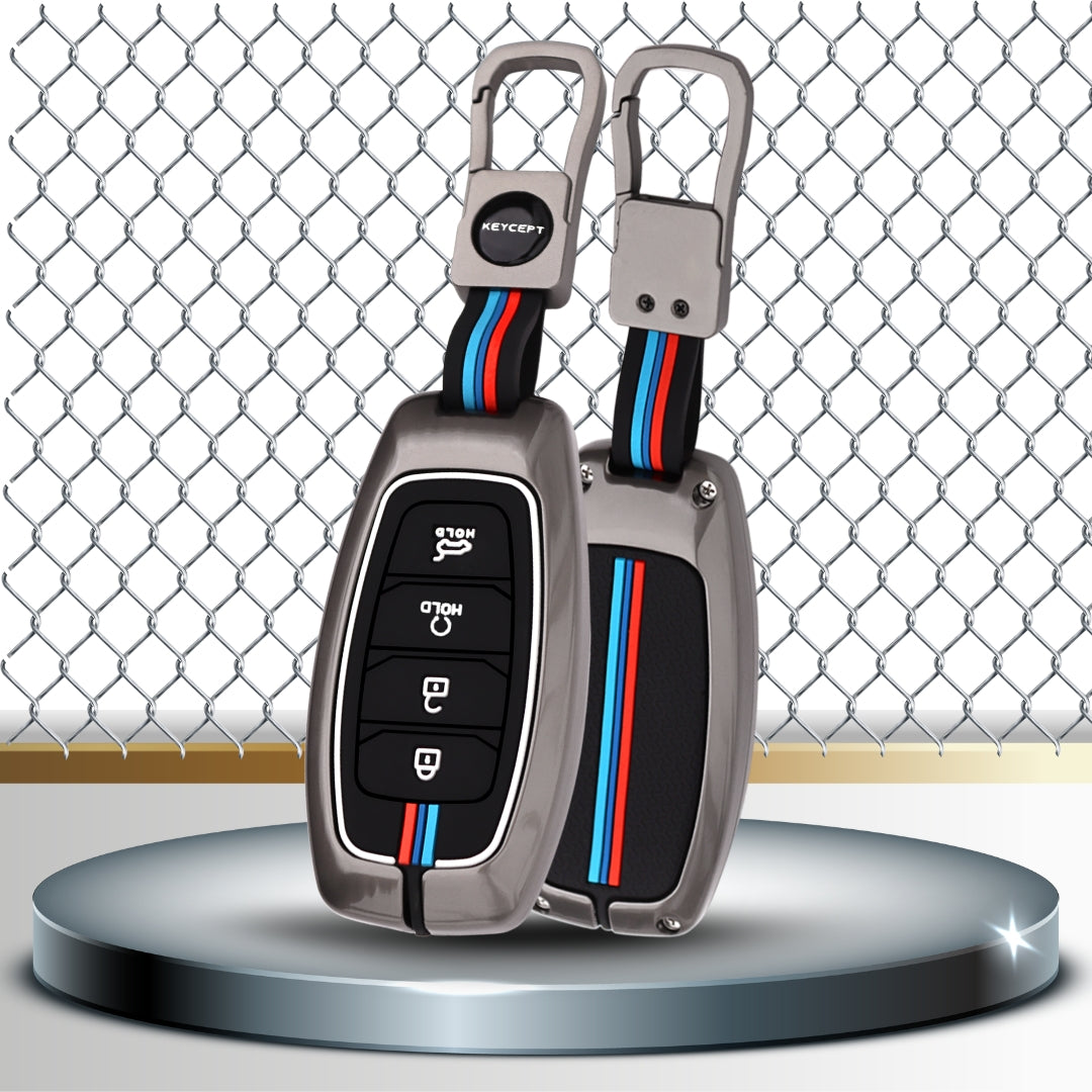 Hyundai Metal Alloy Key Cover with Keychain (Type M1)