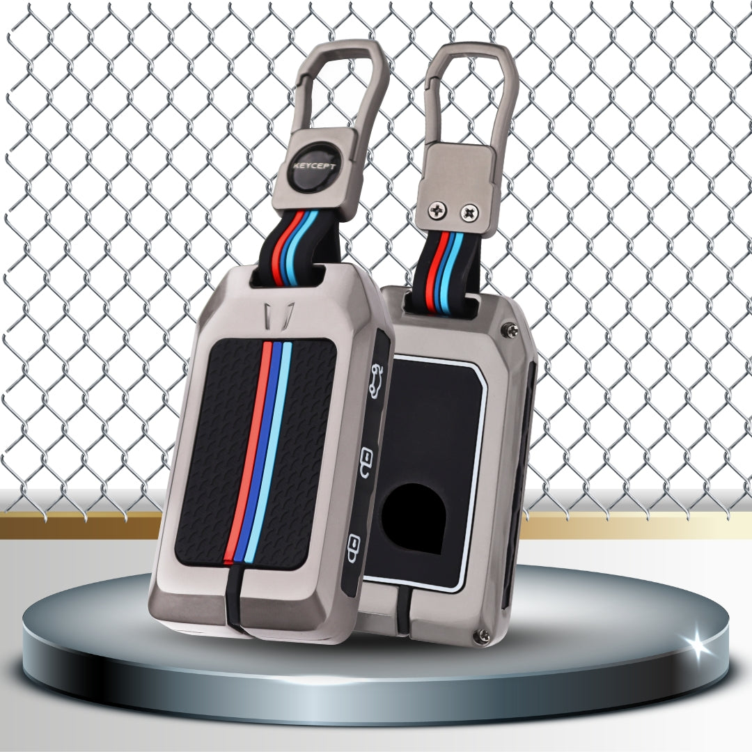 Volvo Metal Alloy Key Cover with Keychain (Type M1)