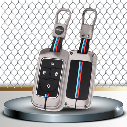 Metal Alloy Key Cover Compatible for Vinfast 4 Button Smart Key with Keychain (Type M1)