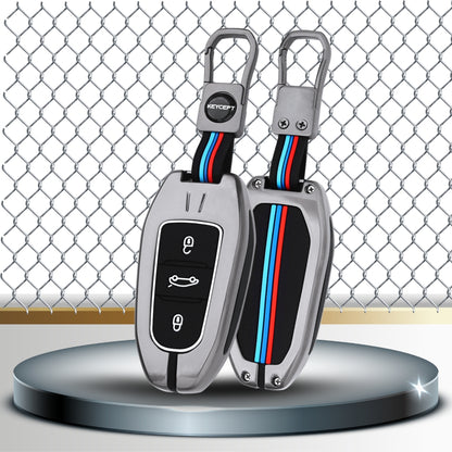 Keycept Metal Alloy Car Key Cover for Citroen C5 Aircross 3 Button Smart Key with keychain (Type M1)