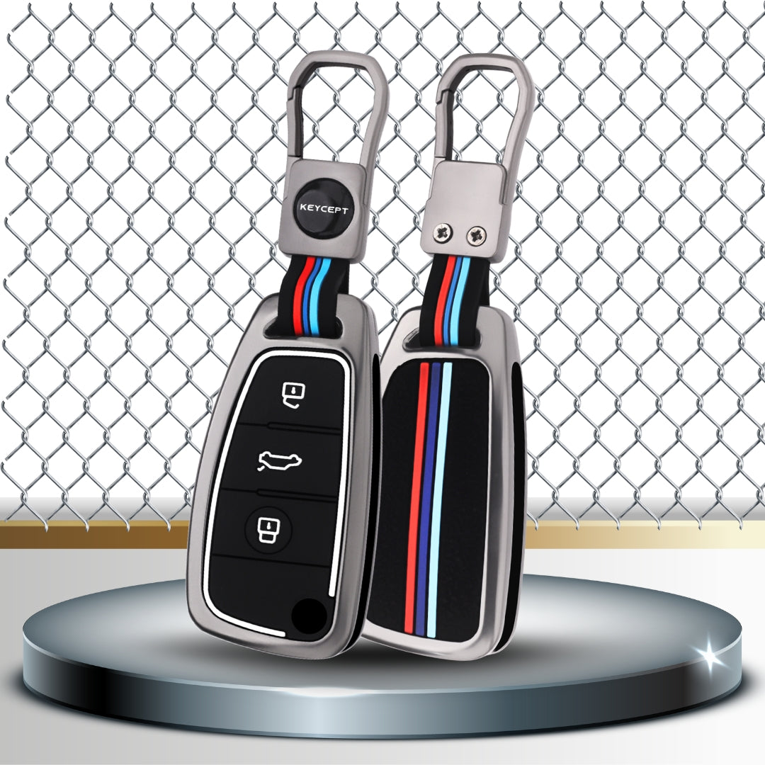 Audi Metal Alloy Key Cover with Keychain (Type M1).
