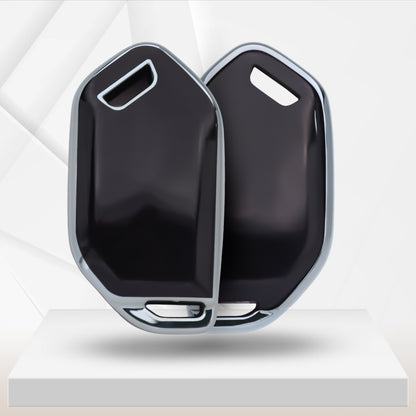 Keycept Silver Line TPU Car Key Cover for Kia Syros, EV6, EV9 4 Button smart key with keychain (Type K2)