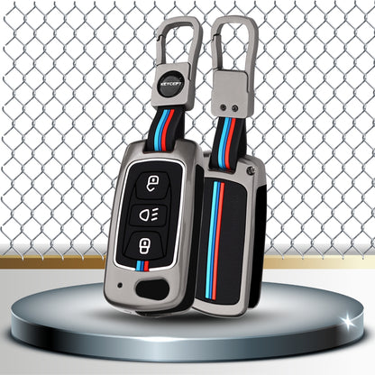 Keycept Metal Alloy Car Key Cover for Tata Tigor, Bolt, Nexon, Hexa, Zest, Tiago, Punch, Safari, Altroz, Storme 3 button Flip Key Cover with Keychain (Type M1)