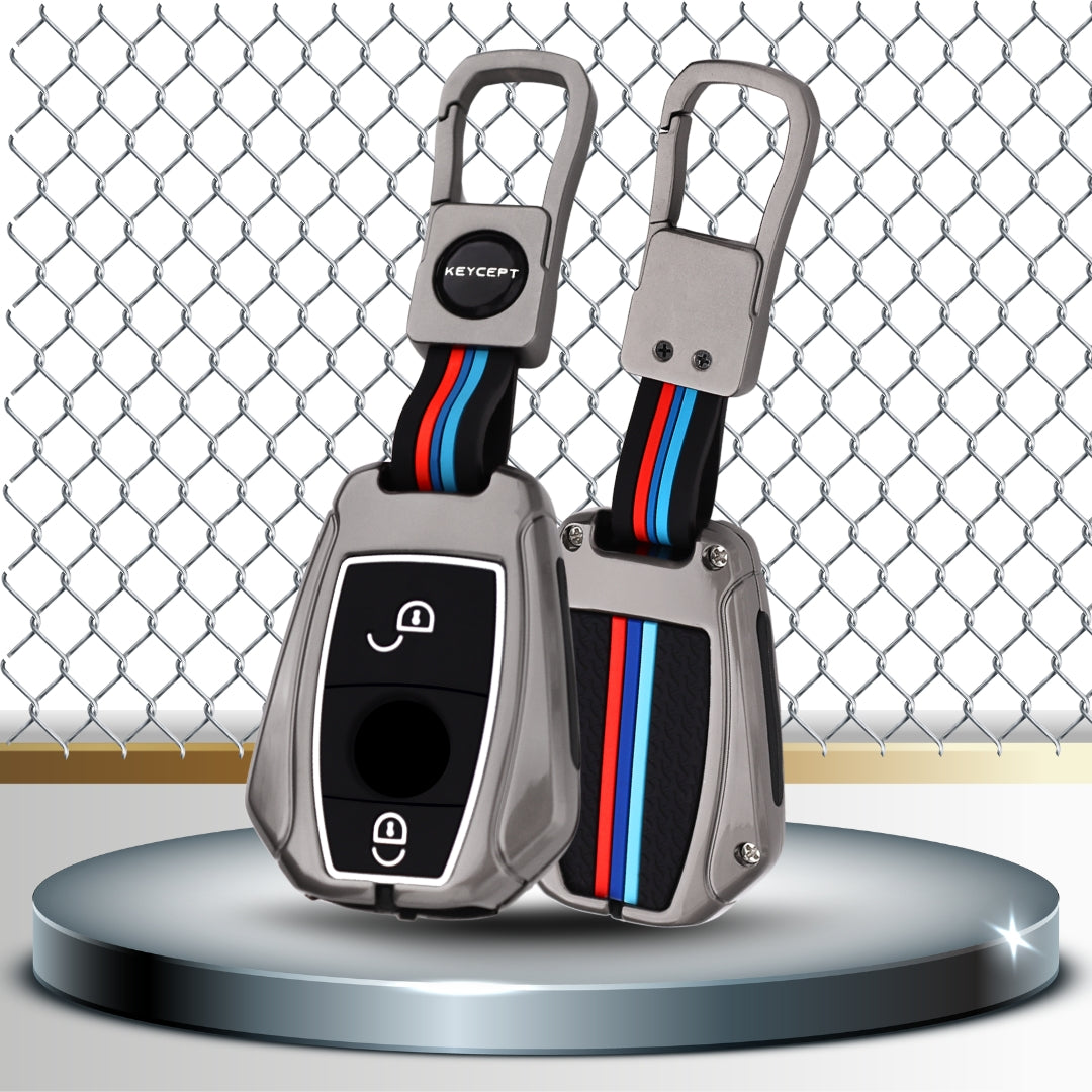 Mercedes-Benz Metal Alloy Key Cover with Keychain (Type M1)