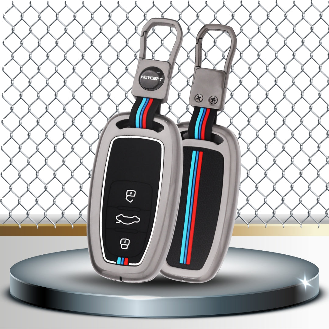Audi Metal Alloy Key Cover with Keychain (Type M1)