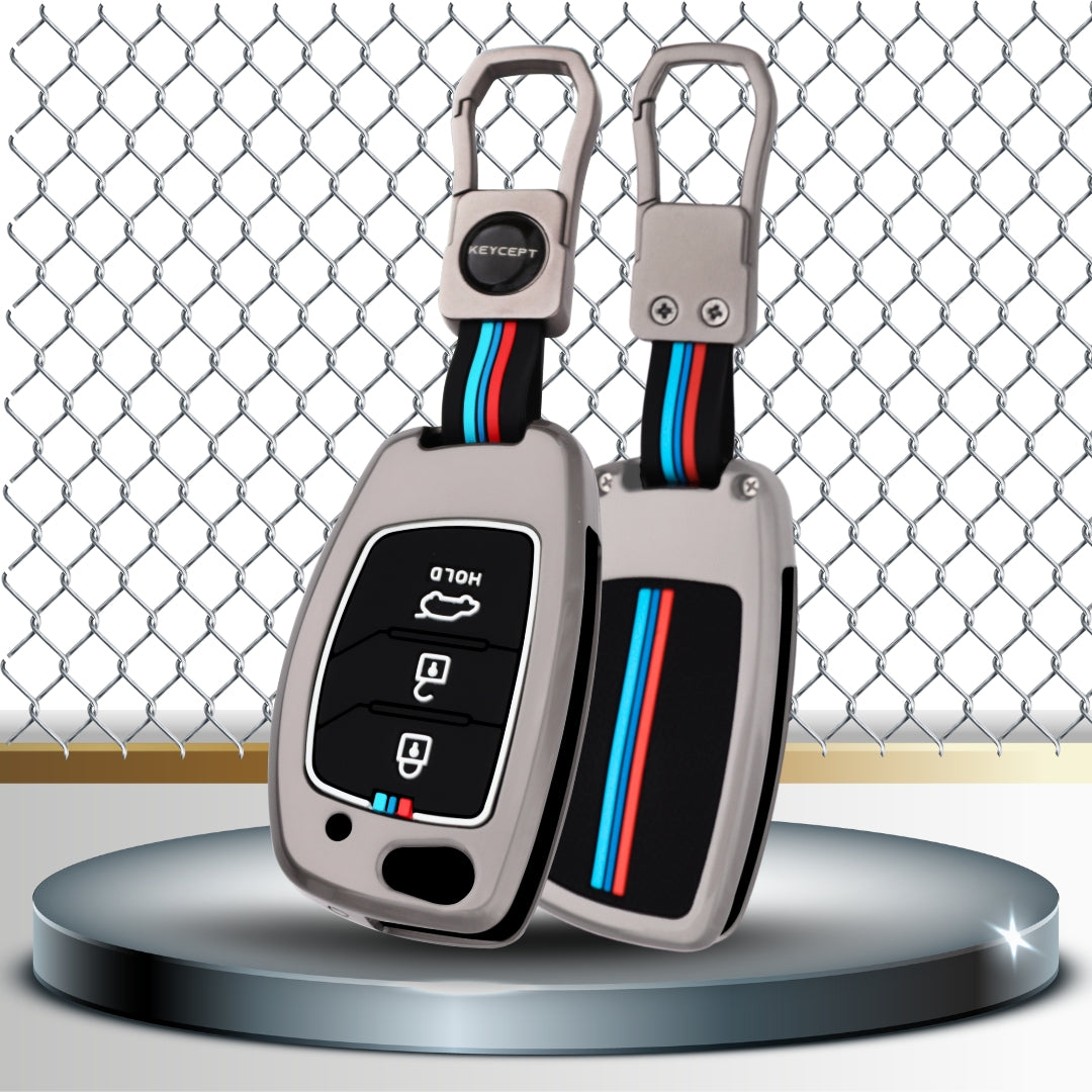 Hyundai Metal Alloy Key Cover with Keychain (Type M1)
