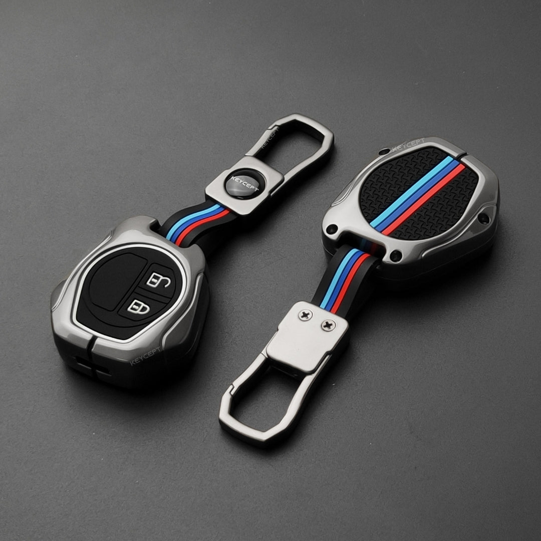 Keycept Metal Alloy Car Key Cover for Suzuki Swift, Dzire, Ertiga, Baleno, Celerio, WagonR, Ritz, Brezza, Scross, Alto, Fronx, XL6, Ciaz, Grand Vitara, Jimny, Alto K10, S Presso, WangoR, Ignis with Keychain (Type M1)