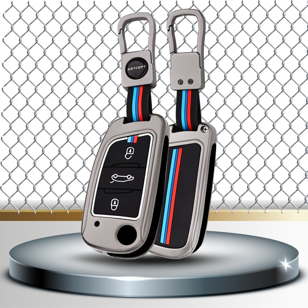 Keycept Metal Alloy Car Key Cover for Universal B11 DS aftermarket remote Key Cover with Keychain (Type M1)