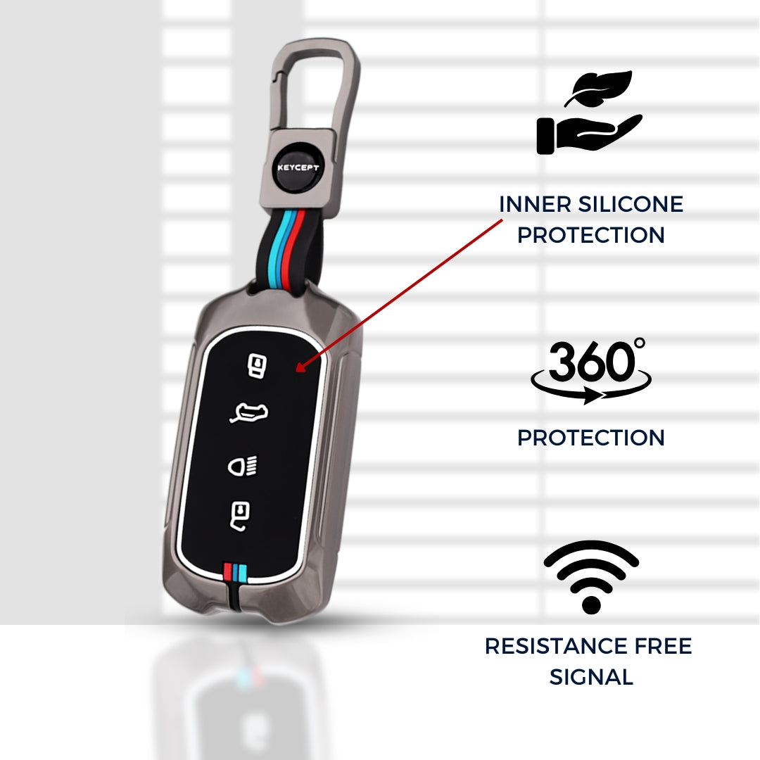 Tata Metal Alloy Key Cover with Keychain.(Type M1)