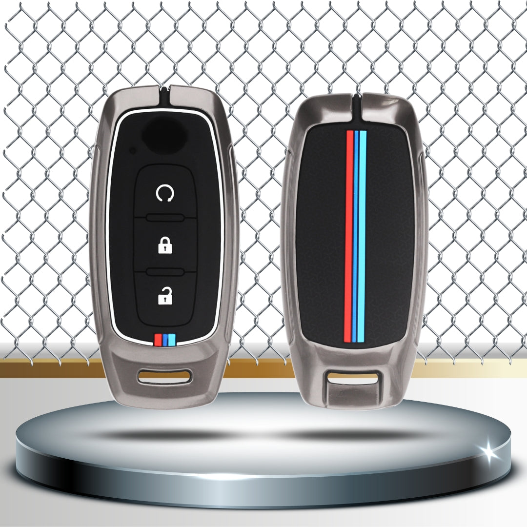 Metal Alloy Key Cover Compatible for Nissan Magnite 3 Button Smart Key with Keychain (Type M2)