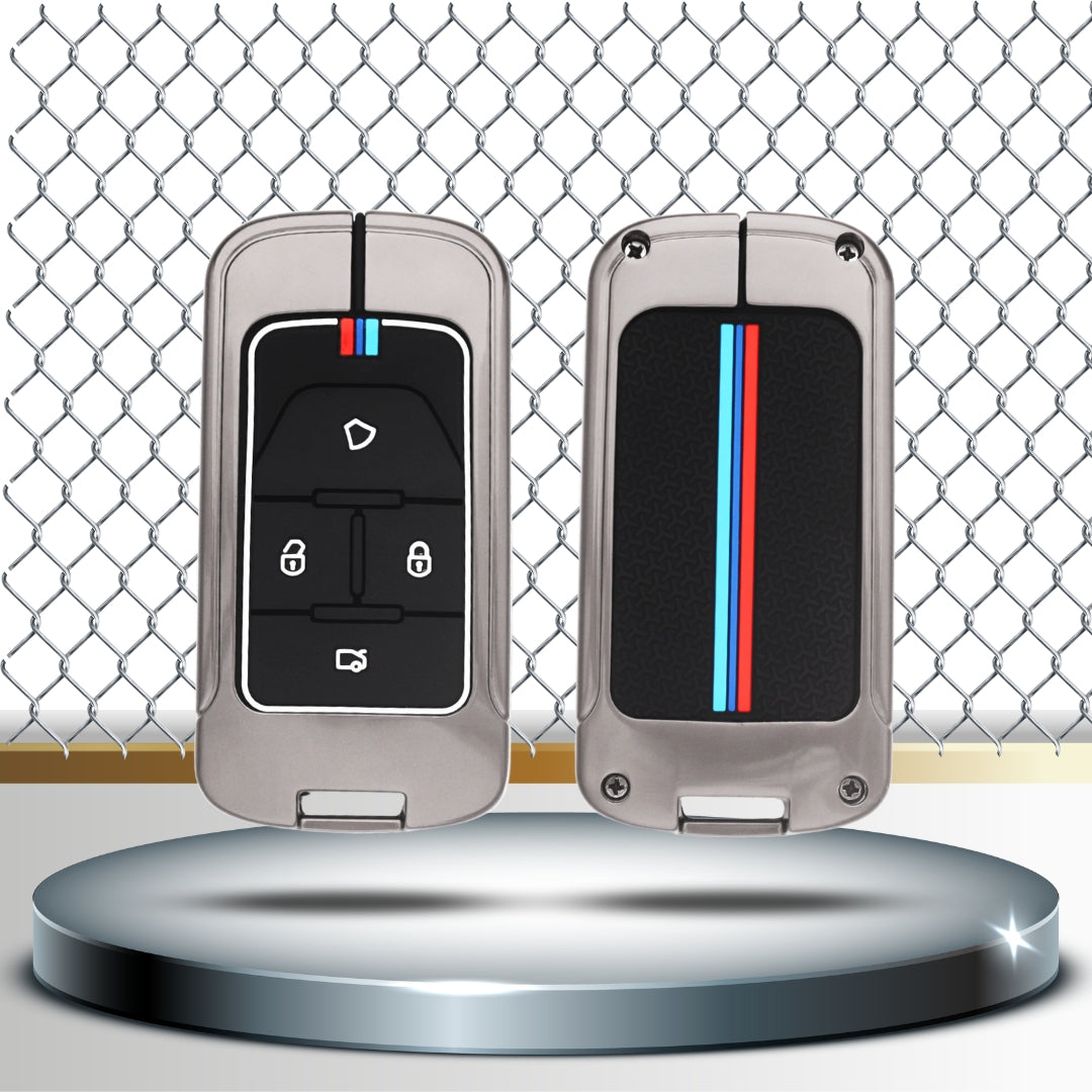 Metal Alloy Key Cover Compatible for Vinfast 4 Button Smart Key with Keychain (Type M2)