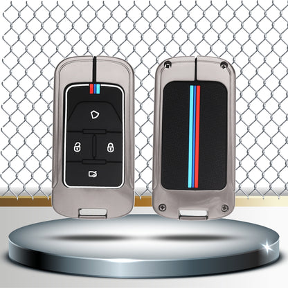 Metal Alloy Key Cover Compatible for Vinfast 4 Button Smart Key with Keychain (Type M2)